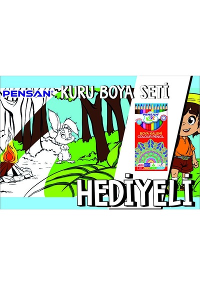 30x120 Boyama Rulosu Yaman Orman Macerası + Pensan 12'li Kuru Boy