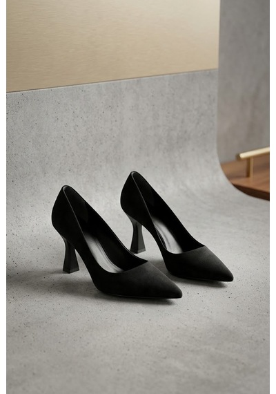 Shoetek Vienatta Kadın Stiletto İnce Topuklu Mat Siyah Saten