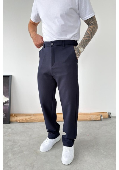 Lacivert Fitilli Baggy Pantolon