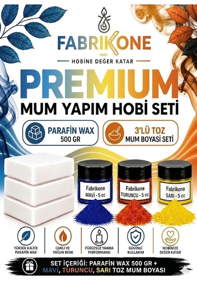Premium Mum Yapım Hobi Seti - Parafin Wax 500 Gr - 3'lü Toz Mum Boyası Seti - Mavi, Turuncu, Sarı Bkfabpw5003mtsr Karışık