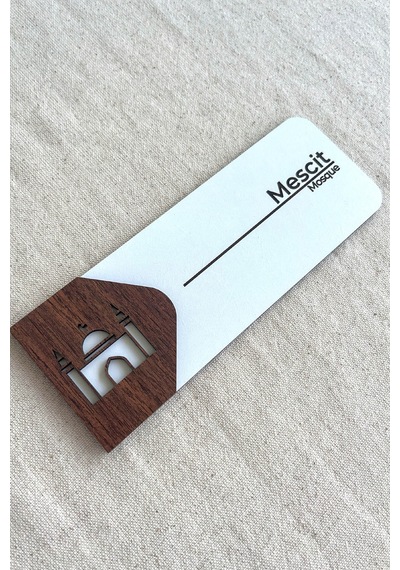 Mescit Kapı Tabelası Mdf Yönlendirme Ve İbadet Alanı Levhası 19x7 Cm