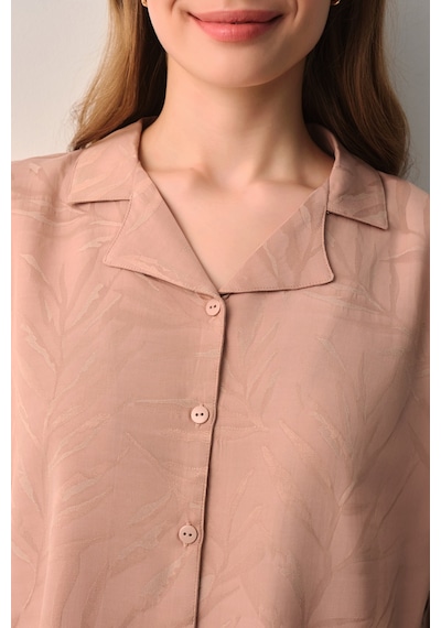 Suwen Petra Gömlek Yaka Şort Pijama Takımı Sh26512667b023 Kahverengi