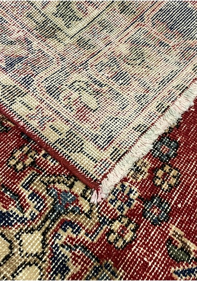 Vintage El Dokuması Halı Özel Tasarım Anadolu Koleksiyonu Doğal Halı Kırmızı
