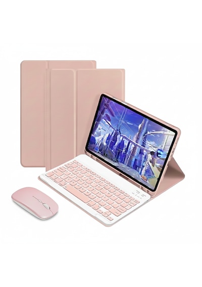Microcase Lenovo Tab Plus M10 Plus Tb128fu Tablet İçin Bluetooth Klavye Ve Mouse + Kılıf Bkk6 Tablet Kılıfı