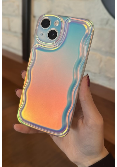 Apple Uyumlu iPhone 15 Plus Zigzaglı Dalgalı Hologram Puf Kılıf