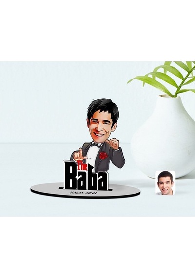 Kişiye Özel Godfather Baba Karikatürlü Ahşap Biblo Model-7