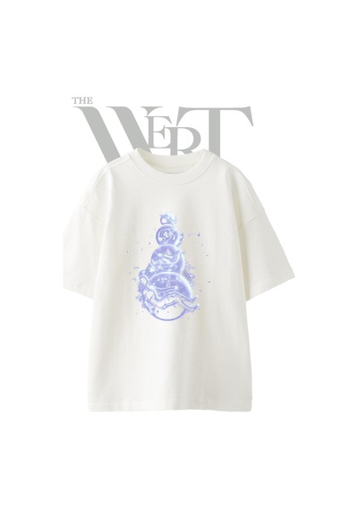 Thewert Eterik Insan Kureler Tasarım Baskılı Ünisex Beyaz Oversize T-shirt