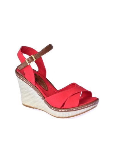 Fox Shoes Kırmızı Kadın Dolgu Topuklu Ayakkabı 9674040205 Kırmızı