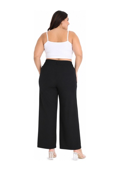 Zanessi Büyük Beden Lastikli Yüksek Bel Taşlı Çiçek Motif Desenli Bol Paça Kadın Pantolon Siyah Zanessi Büyük Beden Lastikli Yüksek Bel Taşlı Çiçek Motif Desenli Bol Paça Kadın Pantolon Siyah