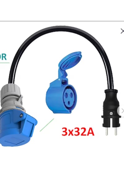 30 Cm 3x32a 220v İle Çalışan Cihazınızı, 220v Ev Tipi Prize Bağlar. Elektrikli Araç Şarj İstasyonu Dönüştürücü Adaptör 7 Kw