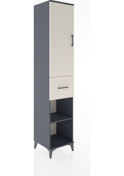 Hyperion Dolap 3 Raflı Tek Çekmeceli Tek Askılı 44x44x221 Antrasit-aytaşı Antrasit