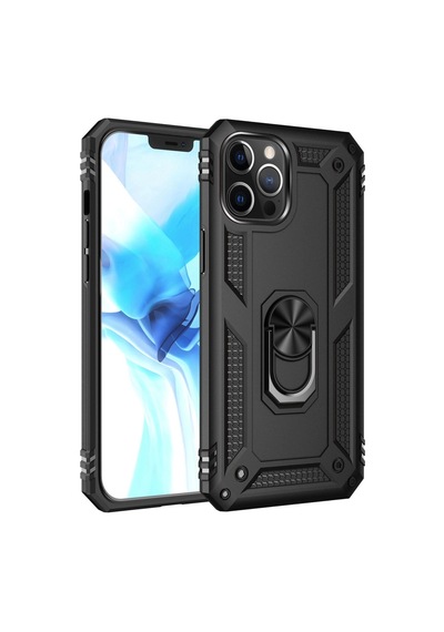 İphone 12 Pro Max Kılıf Sofya Yüzüklü Silikon Kapak - Siyah
