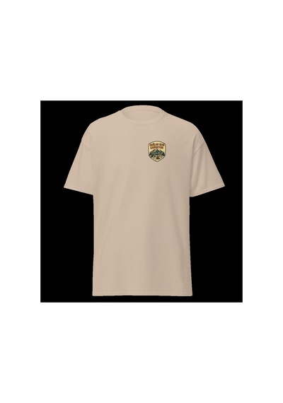 Wildstyle Dağlar Beni Çağırıyor Renkli Vintage Dağ Doğa Kamp Baskılı Unisex Bisiklet Yaka Pamuklu Tişört Camel