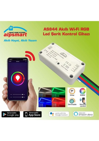 Alpsmart Akıllı RGB Wifi Şerit Led Kontrol Cihazı | Cepten Kontrol | TUYA