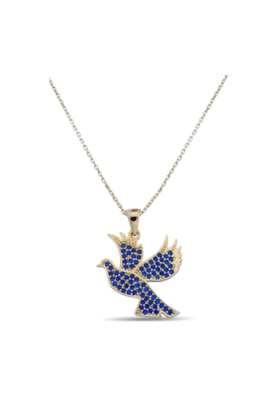Kadın Mavi Taşlı Gümüş Güvercin Kolye N056401 Rose Gold