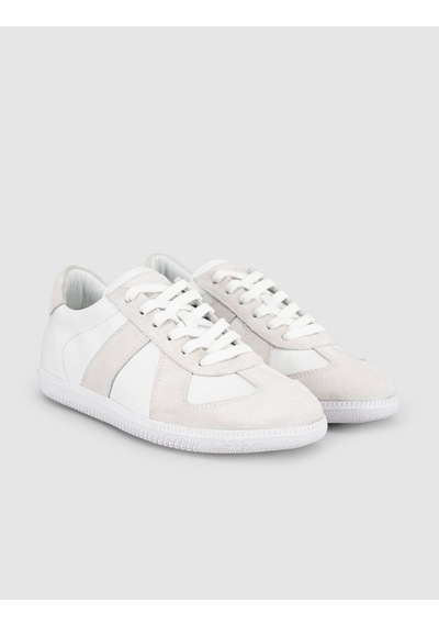 Kadın Beyaz Hakiki Deri Retro Şerit Detaylı Sneaker