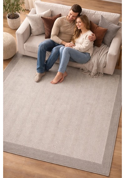 Mess Modern Dekoratif Yumuşak Dokulu Sisal Halı 3939 Krem Vizon Çok Renkli