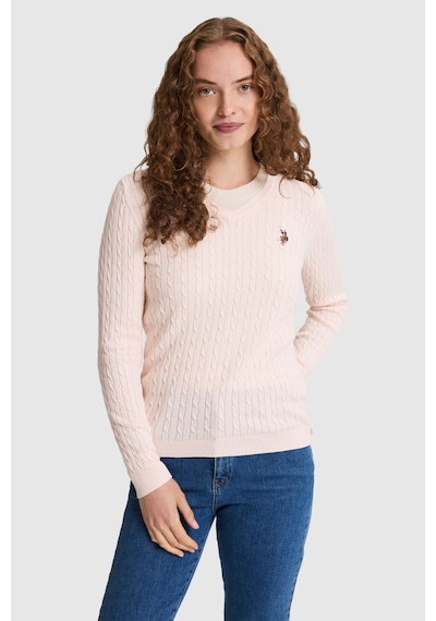 U.S. Polo Assn. Kadın Toz Pembe Basic Kazak 50327575 Vr050