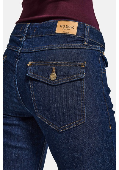 it's basic Kadın İndigo Selvedge 7s6-50 Sln05 Flare Fit Esnek Kumaş Denim Jean
