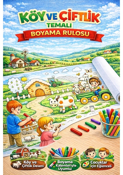 Çiftliğimi Boyuyorum 5 Metre Dev Çiftlik Temalı Boyama Rulosu