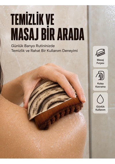 Vücut Temizleme Fırçası Ergonomik Elde Tutulan Yumuşak Kıllı Masaj Fırçası - Lisinya