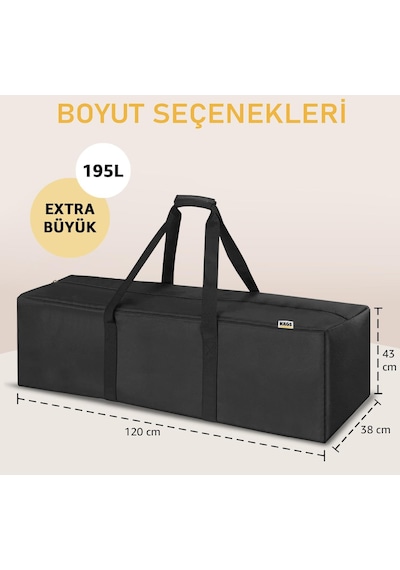 Haegs Taşıma Çantası Dayanıklı Kamp Malzemeleri Çantası Valiz 195 L Extra Büyük Boy - Siyah