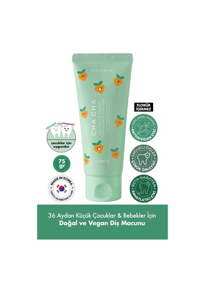 Unpa 36 Aydan Küçük Çocuklara, Doğal ve Vegan Kore Diş Macunu UNPA Cha Cha Children Toothpaste