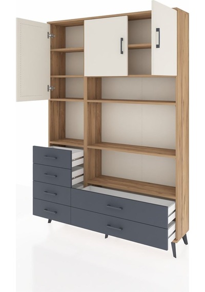 Arges Dolap 9 Raflı 6 Çekmeceli 3 Kapaklı 132x30x195 Çam-aytaşı/antrasit Aytası/antrasıt Arges Dolap 9 Raflı 6 Çekmeceli 3 Kapaklı 132x30x195 Çam-aytaşı/antrasit Aytası/antrasıt