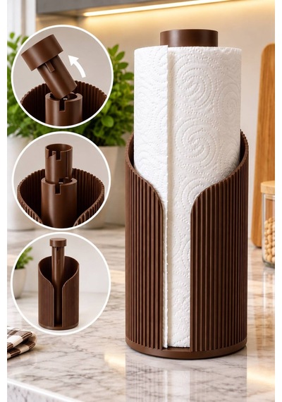 Modern Rulo Peçetelik 3d Tasarım Ürünü Yemek Masası Peçetelik Kahverengi Kahverengi
