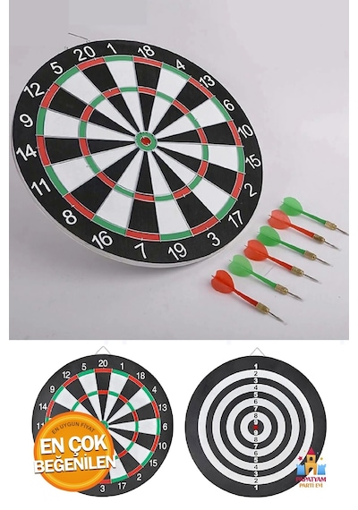 Büyük Boy Dart Seti 15'' Dart Hedef Tahtası Ve 6 Oklu Hedef Vurmayı Öğren Rakiplerinle Mücadele Et
