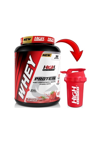 Whey Protein 960 Gr Çilek Aromalı Protein Tozu 24 Gram Protein 32 Servis Shaker Hediyeli Kas