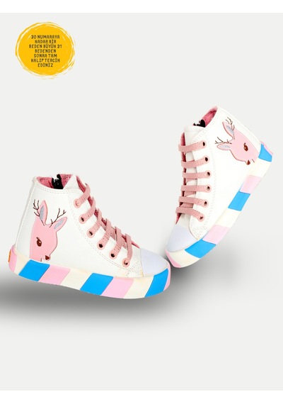 Ceylan Beyaz Ortopedik Destekli Kız Çocuk Sneakers Pembe