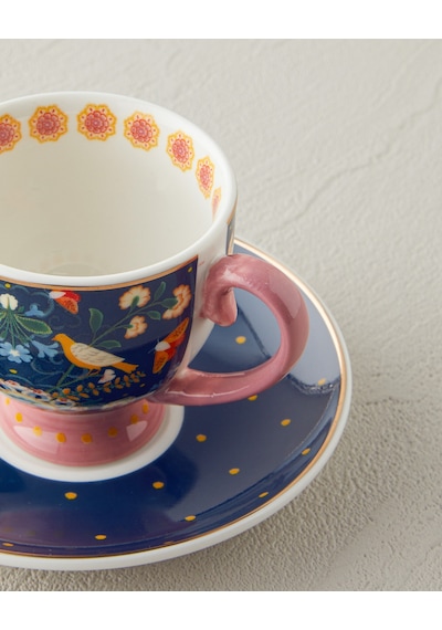 English Home Wingy New Bone China 4 Parça 2 Kişilik Kahve Fincan Takımı 100 Ml Lacivert Lacivert