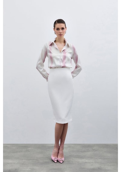 Sateen Desenli Klasik Gömlek - Pembe-136006 Pembe