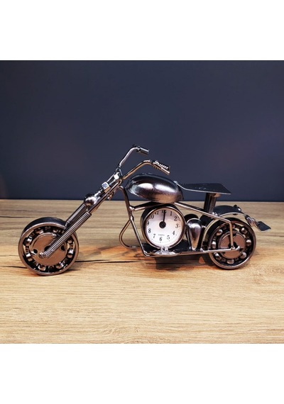 Kişiye Özel İsimli Metal Motosiklet Masa Saati Erkeğe Hediye Dekoratif Motor Biblo