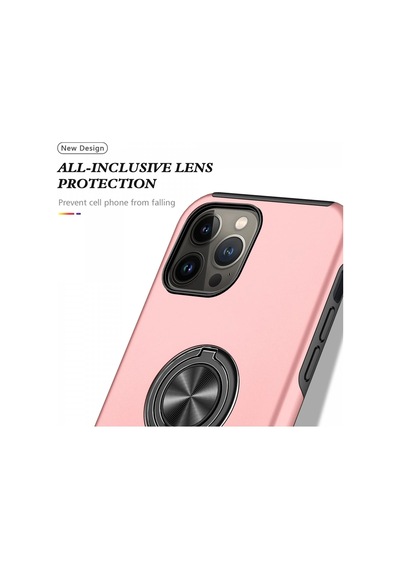 Newface Apple iPhone Uyumlu 13 Pro Max Kılıf Elit Yüzüklü Kapak Semeglbl - 78 - Pembe