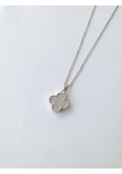 Çelik Silver Taşlı Kadın Kolye Sevgiliye Hediye 40 - 45 CM Gümüş