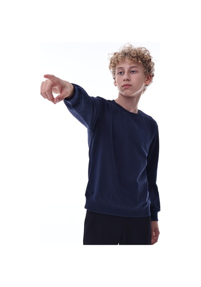 Lacivert Erkek Çocuk Sweatshirt Pamuklu Rahat Kalıp Günlük Model Lacivert