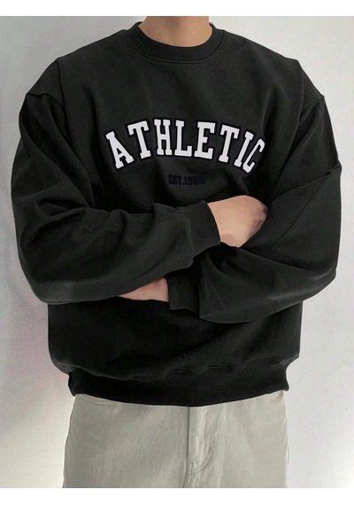 Startmore Adrift Dazy Letter Graphic Drop Shoulder Sweatshirt Siyah Siyah
