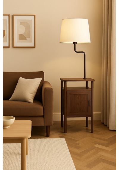 Aura Dolaplı Metal Lambader Oturma Odası & Yatak Odası & Salon Lambader Bej