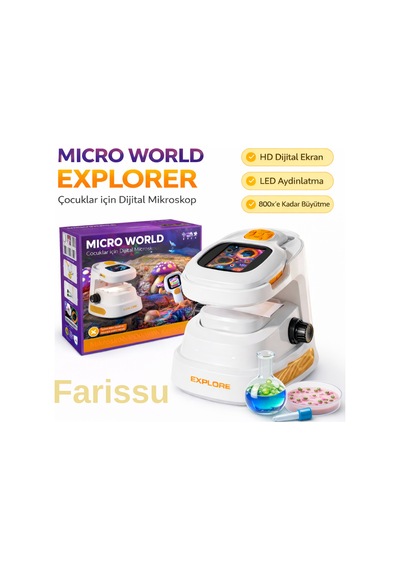 Çocuklar İçin Dijital Mikroskop 1000x Hd Ekranlı, Led Işıklı, Type-c Şarjlı Eğitim Seti