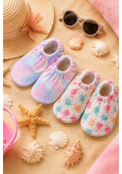 Muggo Baby Kaymaz Tabanlı Unisex Bebek Çocuk Deniz Ayakkabısı Ve Havuz Patiği Pudra