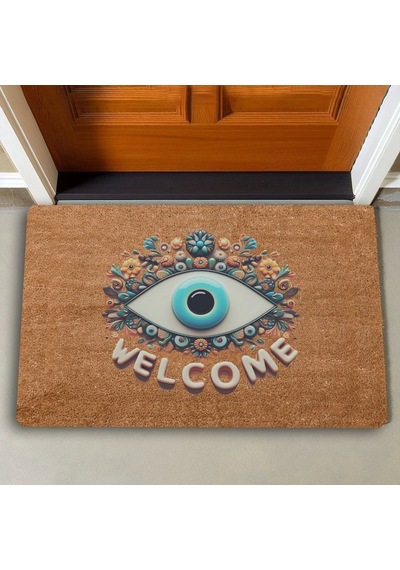 Valerine Life Aman Göz Değmesin Nazar Boncuğu Welcome Kapı Önü Paspası 45x70cm