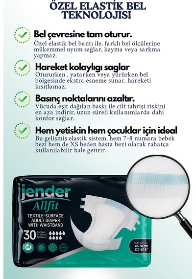 All Fit Xs Bel Bantlı Bez - Bebek Ve Yetişkinlere Özel Beden 30'lu XS