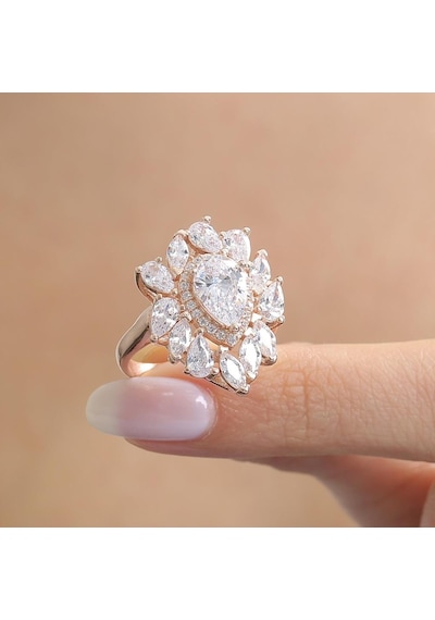Mia Vento Effective Diamond İstanbul İhtişamı Rose Renk Işıltılı Gümüş Yüzük