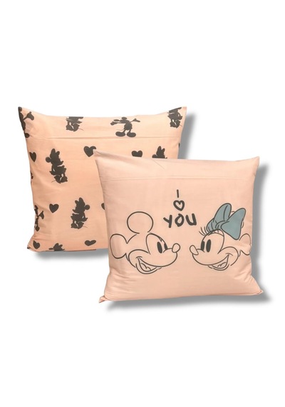 Taç Mickey Minnie Çift Taraflı Baskılı %100 Pamuk Dekoratif 2'li