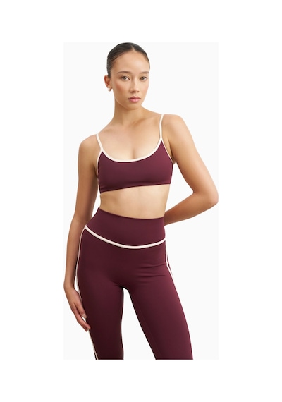 Because Of Alice Base Contrast Trim Leggings Yüksek Bel Şekillendirici Kadın Tayt Bordo