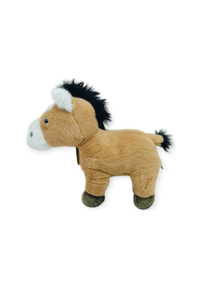 Peluş Hayvanlar Sesli 30 Cm At - Koyu Kahverengi Çok Renkli