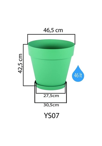 Yalı Saksı Drenaj Aparatlı Tabaklı Dekoratif Saksı 46,5cm, 46 Litre Antrasit Diğer