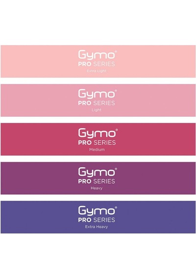 Gymo Pro Series Çantalı Direnç Bandı Fitness Pilates Esnetme Lastiği 5'li Set Mor